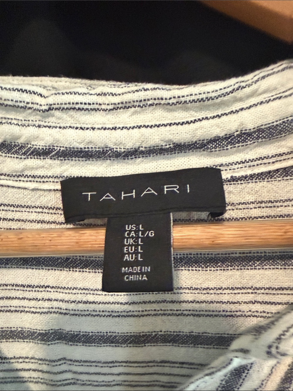 Tahari Light Blue and White Striped Collared Midi Dress - Picture 2 of 2